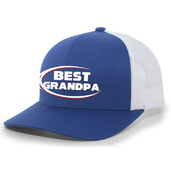 Mens Best Grandpa Ever Hat Embroidered Funny Blue American Can Logo Parody Mens Baseball Cap Mesh Snap Back Trucker Hat-Royal Blue-small