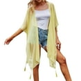 thumbnail image 1 of PEASKJP Beach Cover Ups pour Femmes Robe de Plage à Manches Courtes Col en V Bikini Tenue de Plage, Jaune Taille Unique, 1 of 5