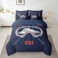 thumbnail image 2 of Manfei Ski Print Twin Bedding Sets 7pcs, Navy Blue Bedding Comforter Set, Sports Theme Sheet Sets, Microfiber Bedroom Decor, 2 of 8