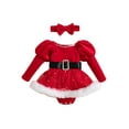 thumbnail image 2 of Elippeo Baby Girls Rompers Dress Christmas Clothes 3M 6M 12M 18M Patchwork Sequins Stars Moon Skirt Hem Long Sleeve Toddler Bodysuits with Headband, 2 of 10