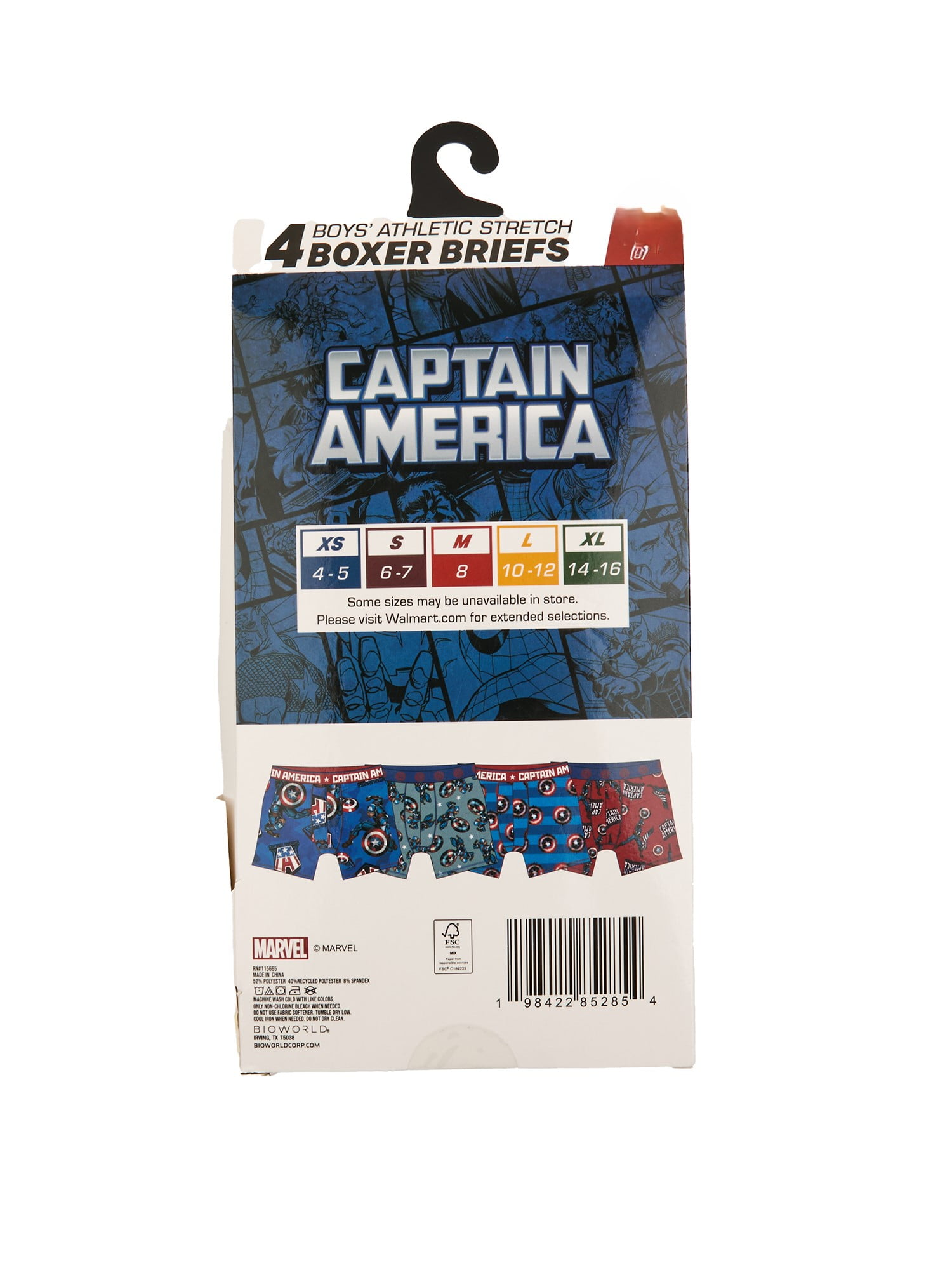Captain America Boys Boxer Brief Underwear, 4-Pack, Sizes XS-XL