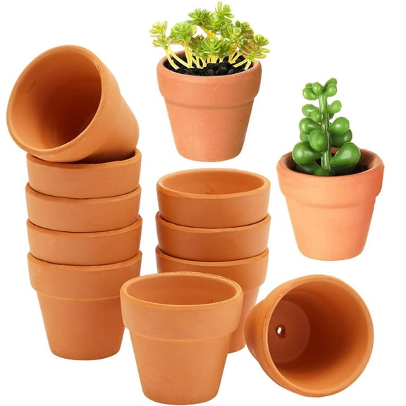 Happon 10 Pack 1.5" Small Flower Pots,Mini Clay Pots,Small Flower Pots, Mini Flower Pot,Clay Pot with Drainage Hole,Ceramic Plant Pots for Plants Indoor and Outdoor Cactus