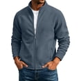 thumbnail image 3 of Men's Casual Solid Color Full-Zip Stand Collar Jacket Long Sleeve Polyester Blend Warm, Lightweight Fashion Work Office Golf Hiking Outdoor Top Essential Gift | JASKFLY,Dark Gray M, 3 of 9