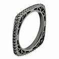 thumbnail image 3 of 925 Sterling Silver Stackable Expressions Polished Black-plate Princess Square Ring Size: 7; for Adults and Teens; for Women and Men, 3 of 4
