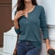 thumbnail image 4 of Blusas de Mujer, Corte Entallado, Cuello en V, Botones, Camisa Henley Gris Azulado XXL, 4 of 10