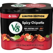 V8 Spicy Chipotle 100% Vegetable Juice, 8 fl oz Can (6 Pack)