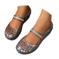 thumbnail image 2 of HOWPAY Jelly Mesh Ballet Flats Shoes for Women Hollow out Closed Toe Slip on Clear Jelly Shoes Casual Lightweight Summer Beach Sandals Navy 37, 2 of 9