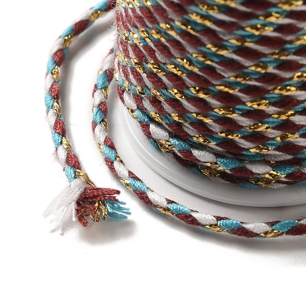 4-Ply Polycotton Cord with Metallic Thread Handmade Macrame Cotton Rope for String Wall Hangings Plant Hanger Brown 1.5mm 4.3 yards(4m)/roll