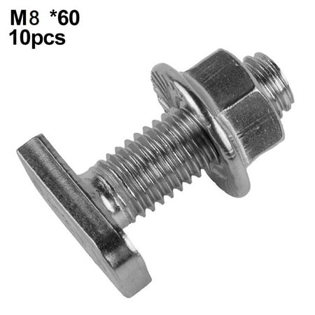 

10Pcs T Type Screw & Flange Nut 304 Stainless Steel For Photovoltaic Module