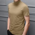thumbnail image 2 of ORUYROP Mode Hommes Manches Courtes Col Roulé Simulé Hauts Basiques Chandail Décontracté T-Shirt Ajusté sous-Vêtement Uni, 2 of 3