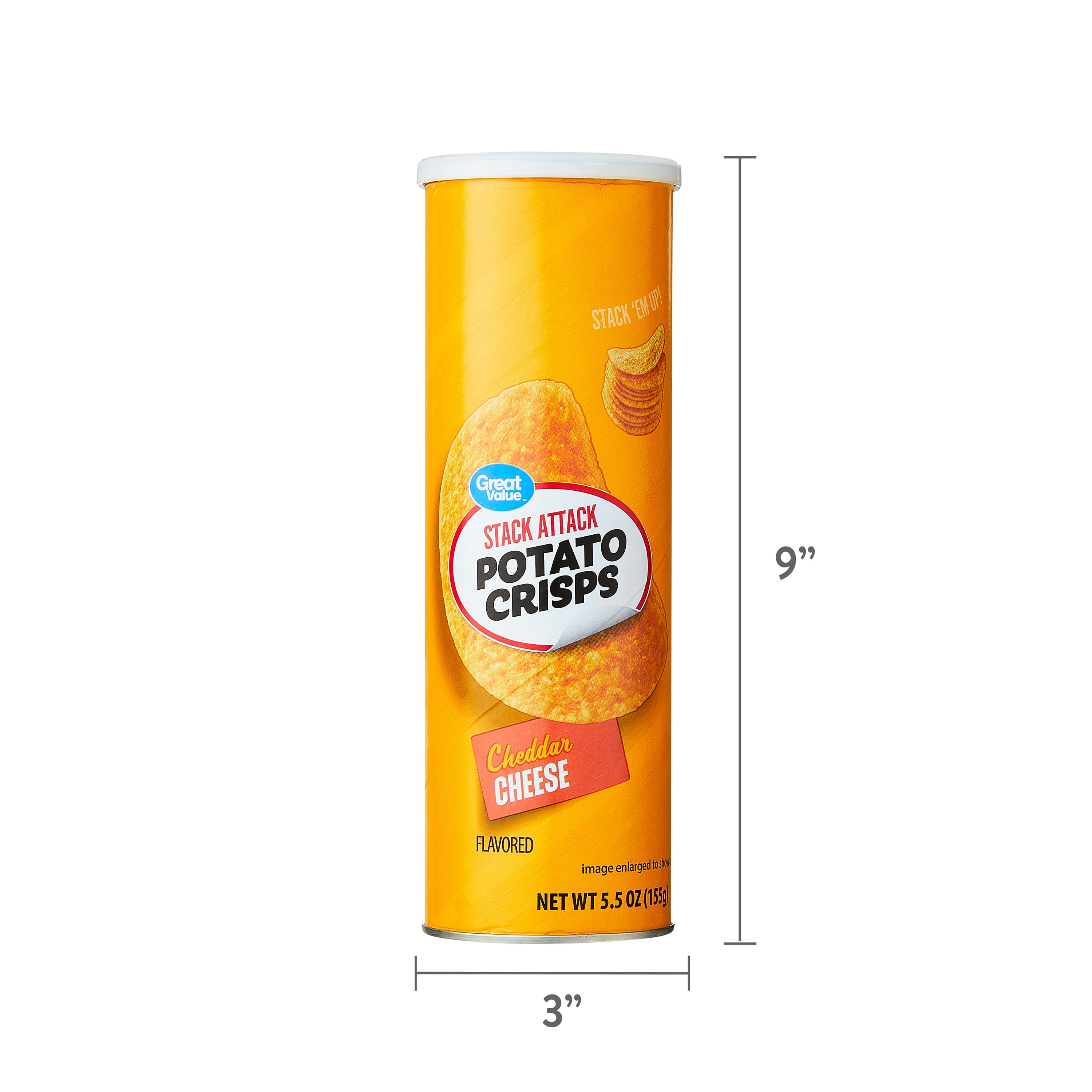 Great Value Stack Attack Cheddar Cheese Potato Crisps, 5.5 oz