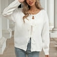 thumbnail image 6 of Fall Jackets for Women Casual New Women's Cropped Cardigans Tie Front Casual Lightweight Long Sleeve Crochet Knitted Sweater Soft Fall Outfits White L, 6 of 9