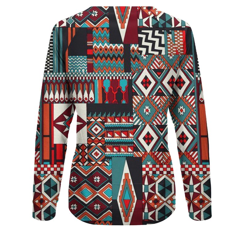 Yyeselk Women Western Ethnic Print Sweatshirt Loose Pullover Tops