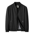thumbnail image 3 of FRSASU Men's Comfortable Loose Coat Business Casual Stand Collar Zipper Jacket for Casual Outdoor Bike Outerwear Black, 3 of 5
