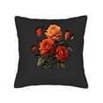 thumbnail image 4 of Set of 2 18x18in Throw Pillow Covers with Vibrant Floral Rose Design in Orange and Red on Dark Background Perfect for Couch Bed or Car, 4 of 8