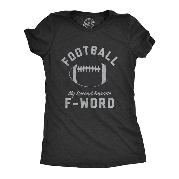 Womens Football My Second Favorite F-Word T Shirt Funny Sunday Sports Novelty Tee (Heather Black) - XL