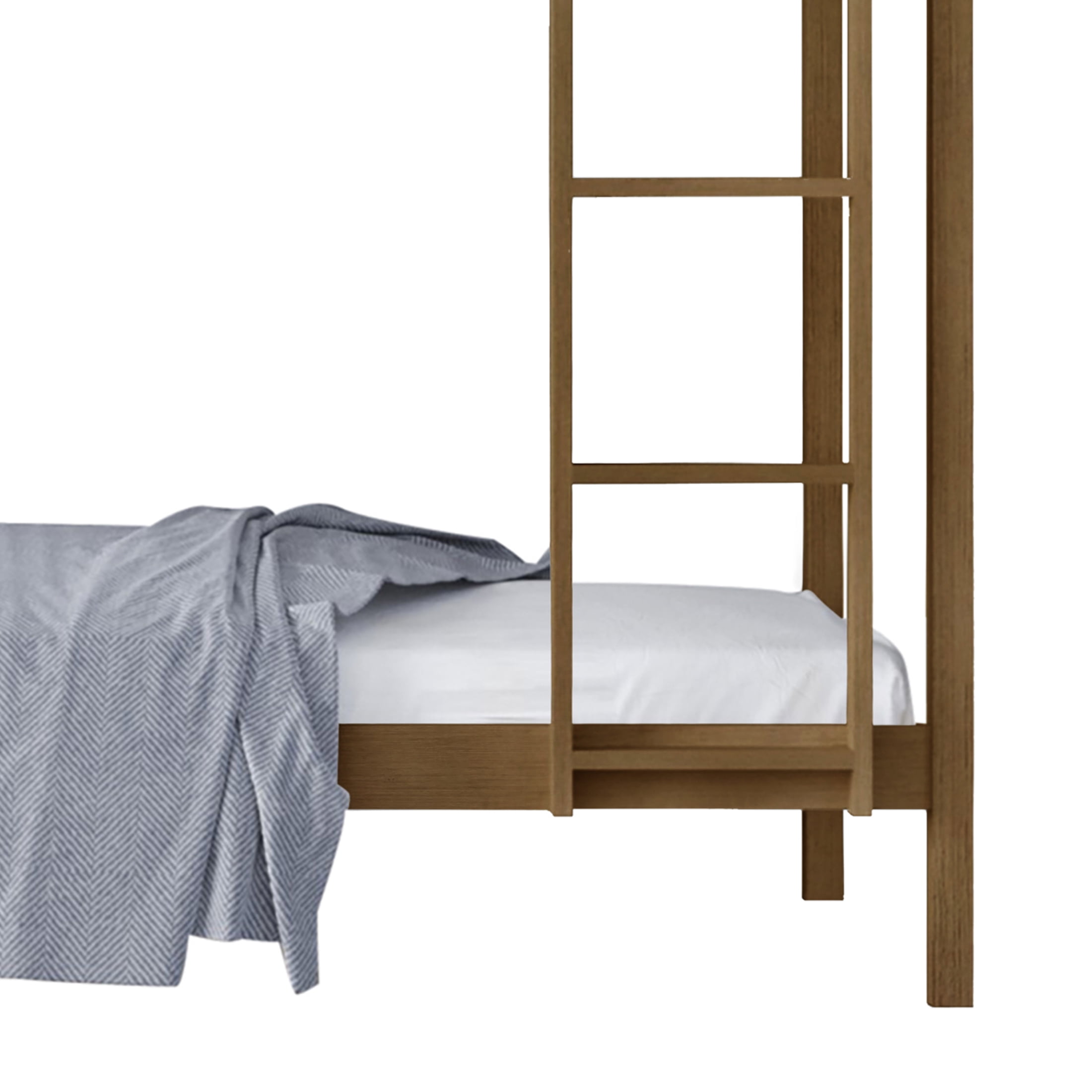 Castle Place Modern Twin over Twin Wooden Bunk Bed, Light Oak