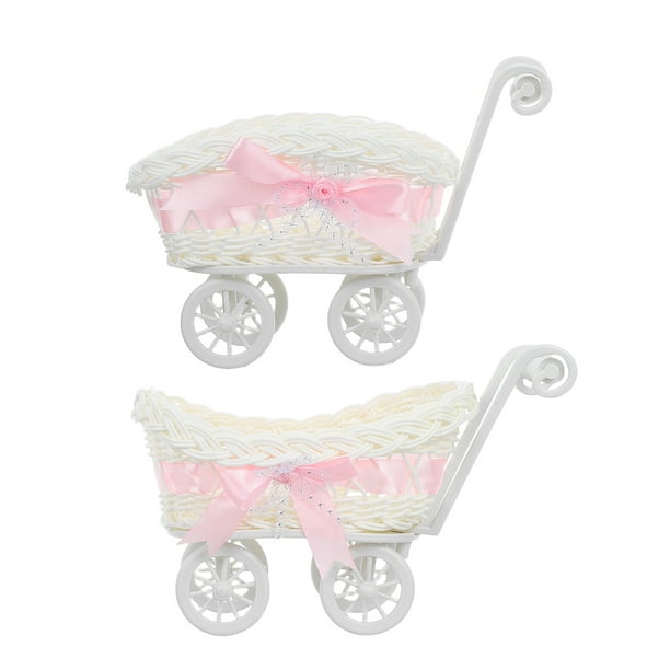 FELTECHELECTR 2 cestas tejidas para guardar dulces y artículos diversos, con forma de carrito, para regalo.