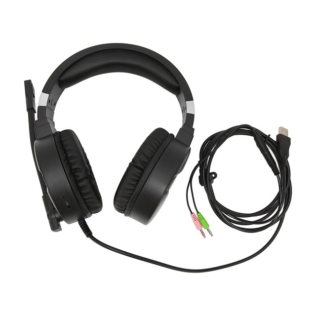 Auriculares para juegos F16 con micrófono y cancelación de ruido, sonido envolvente espacial 7.1, iluminación RGB y para PC