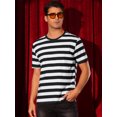 thumbnail image 2 of DARING DIVA Men's Striped Short Sleeve Crew Neck Casual Stripes T Shirt S Black White, 2 of 6