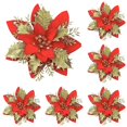 thumbnail image 1 of Christmas Decorations Artificial flowers Artificial Christmas Glitter Flowers With Clips Xmas Tree Flower Ornament Decor Suitable For Many Occasions Household Imitation, 1 of 5
