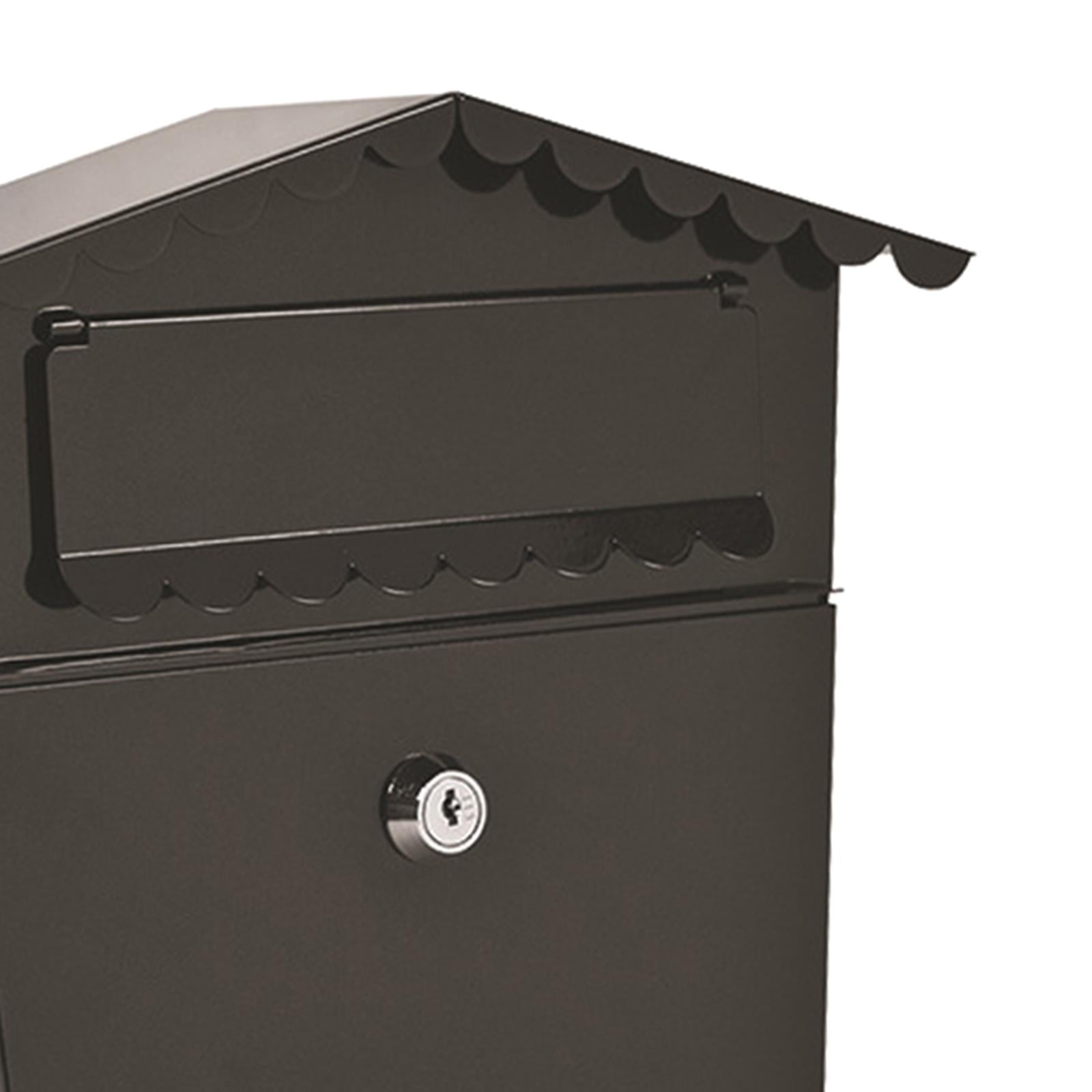Metal Mailbox Wall Mount Locking Mail Box Vintage Letterbox Drop Box Storage Holder with Install Screws Black