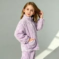 thumbnail image 4 of KAUOD Girls 2 Piece Plush Jackets Pants Set Plain Fuzzy Zip up Fuzzy Coats Soft Warm Straight Pants Outfits for Kids, 4 of 5