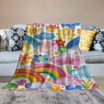 thumbnail image 2 of Orinice Rainbow Pattern Clouds Flowers Warm Lightweight Blanket Soft Fleece Throw Blanket for All Seasons - Excellent Hand Feel, Living Room Sofa Decor, Cow Gifts - Multiple Sizes Available 50x60in, 2 of 6