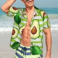 thumbnail image 5 of Picia Avocado Green Striped Gentle Cotton Regular Fit Short Sleeve Casual Hawaiian Shirt for Men-Large, 5 of 9