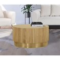 thumbnail image 2 of Meridian Furniture Acacia Round Wooden Top Coffee Table with Gold Metal Base, 2 of 5