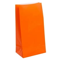 Unique Industries Orange Solid Print Party Bags, 12 Count