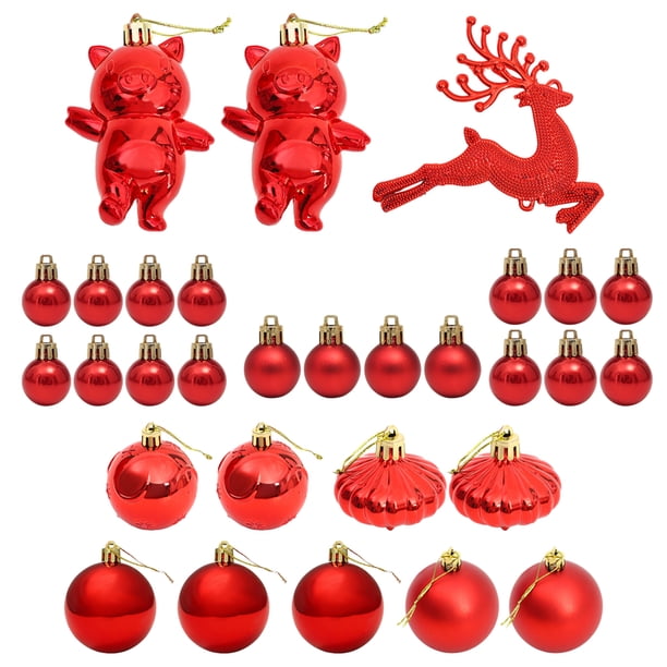 Wosthever Juego de adornos versátiles de decoraciones para árboles de Navidad de 30 piezas para una impresionante exhibición de árboles de Kits de decoración para fiestas rojo