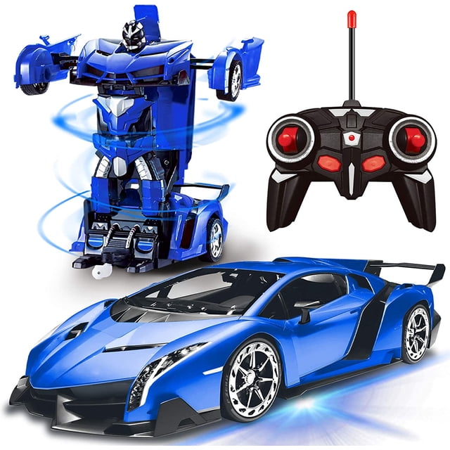 Robot de coche Transform con control remoto de juguete con luces para niños