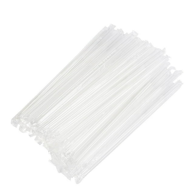 100Pcs 210Mm Clear Long Flexible Drinking Straws Wedding Party