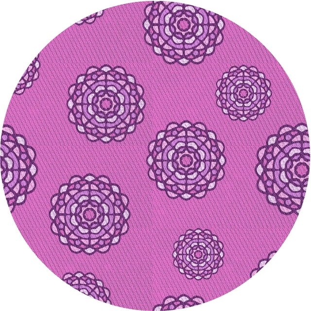 Ahgly Company Tapis d'Intérieur Rond Lavable en Machine Transitionnel Violet Héliotrope, 7 Pieds Rond