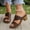 Brown, variant on Women's Hollow Cutout Floral Block Heel Slide Sandals, Open-Toe Faux Leather Slip-On Summer Casual Shoes Brown 36
