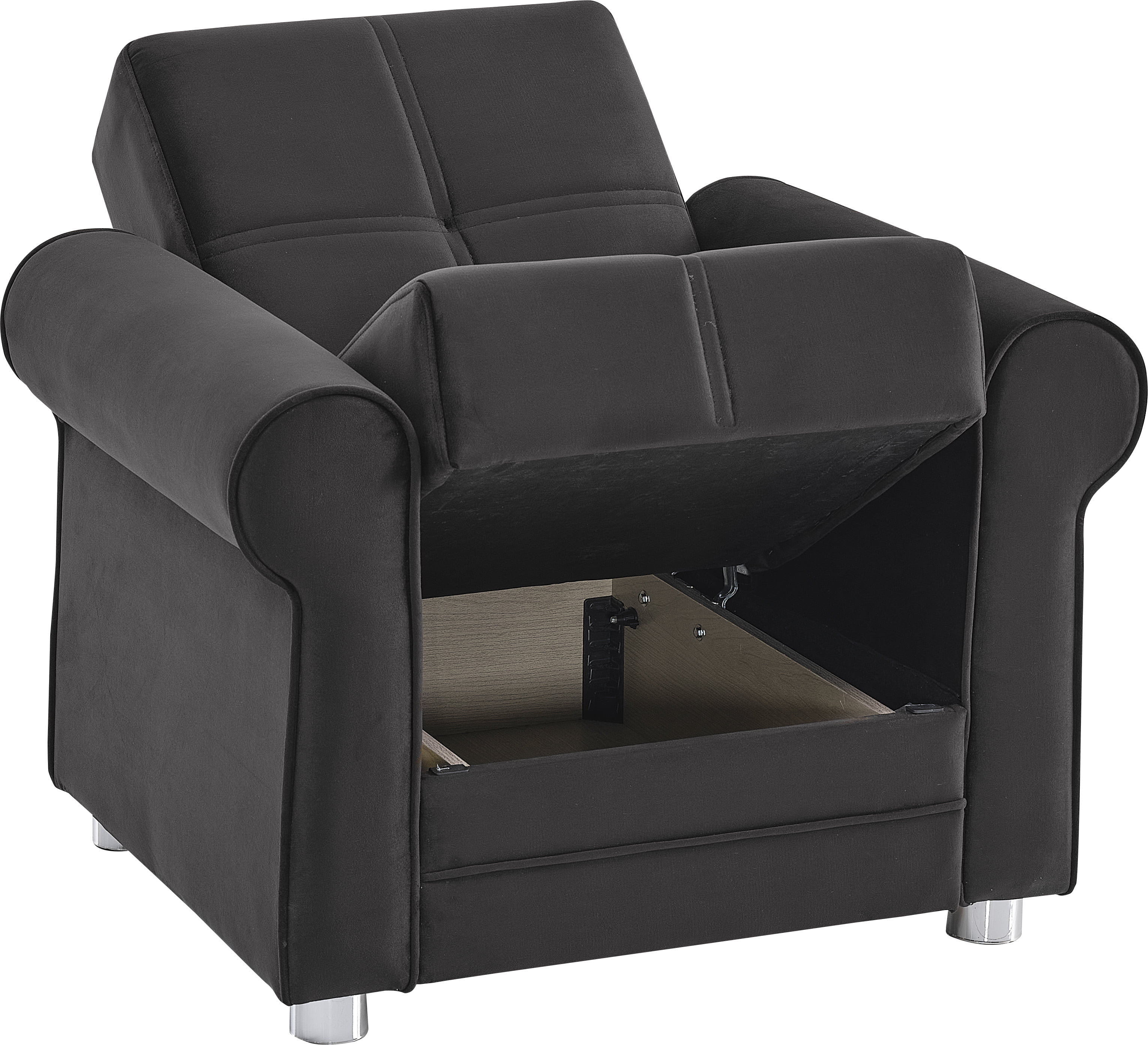 Ottomanson Convertible Accent Armchair with Hidden Storage, Firm Comfort Seating, Black