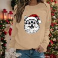 thumbnail image 2 of Tiweut Women's Sweatshirts Christmas Cozy Dogs Graphic Crewneck Pullover Long Sleeve Soft Fleece Loose Fit Holiday Pullover Blouses,B-Khaki,XL, 2 of 5