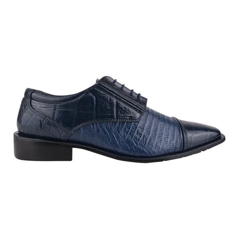 slim fit dress slacks Rafael in Navy / Black Men's Lux Suede & Italian Patent Leather Oxford by  DapperFam – DAPPERFAM main image 1