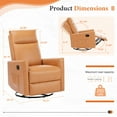 thumbnail image 6 of Recliner Message Chair with Footrest, Swivel Rocking Glider, High Back Upholstered Deep Seat for Living Room, Brown, 6 of 7