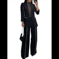 thumbnail image 2 of Conjunto de Traje Elegante de Dos Piezas para Mujer, Chaqueta Informal de Negocios de Gran Tamaño, Pantalones de Trabajo de Pierna , para Otoño y . Negro XL, 2 of 10