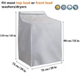 thumbnail image 3 of HOMEIORA 1pc Waterproof Washing Machine Cover, Washer and Dryer Cover with Zipper Design, Dustproof SunProof for Front Load Washer Dryer, Silver, 3 of 8