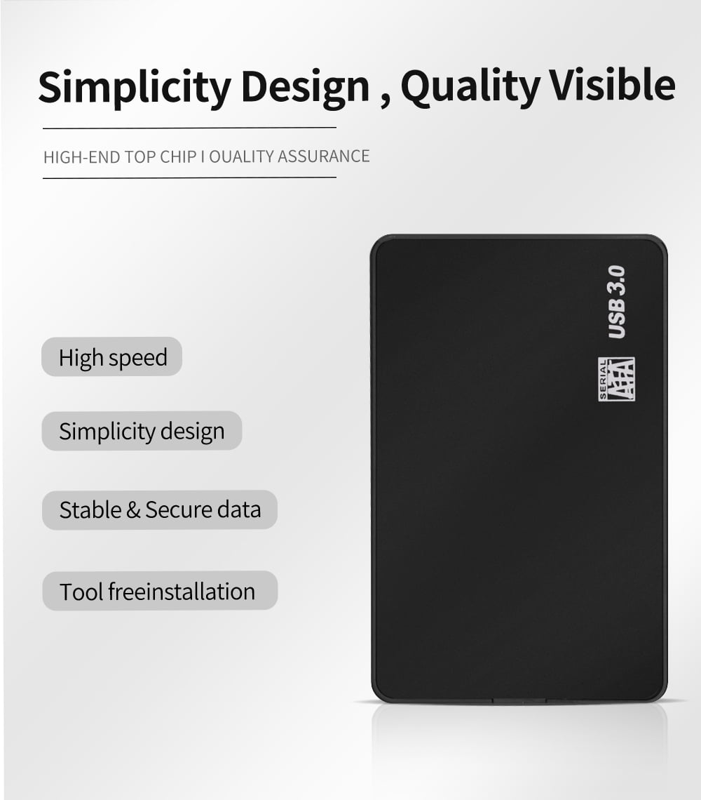 Case Hd Externo USB 3.0 to 2.5 Inch HDD SSD Enclosure External Hard Drive Disk Box for PC Laptop ,Easy to Use