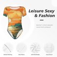 thumbnail image 4 of Fuzoiu Tropical Sunset Paradise Print Women's Short-Sleeved Onesie, Short Sleeve Body Suits, Women Round Neck Bodysuits for Women,for Daily Wear, Parties, and Layering-XX-Large, 4 of 7