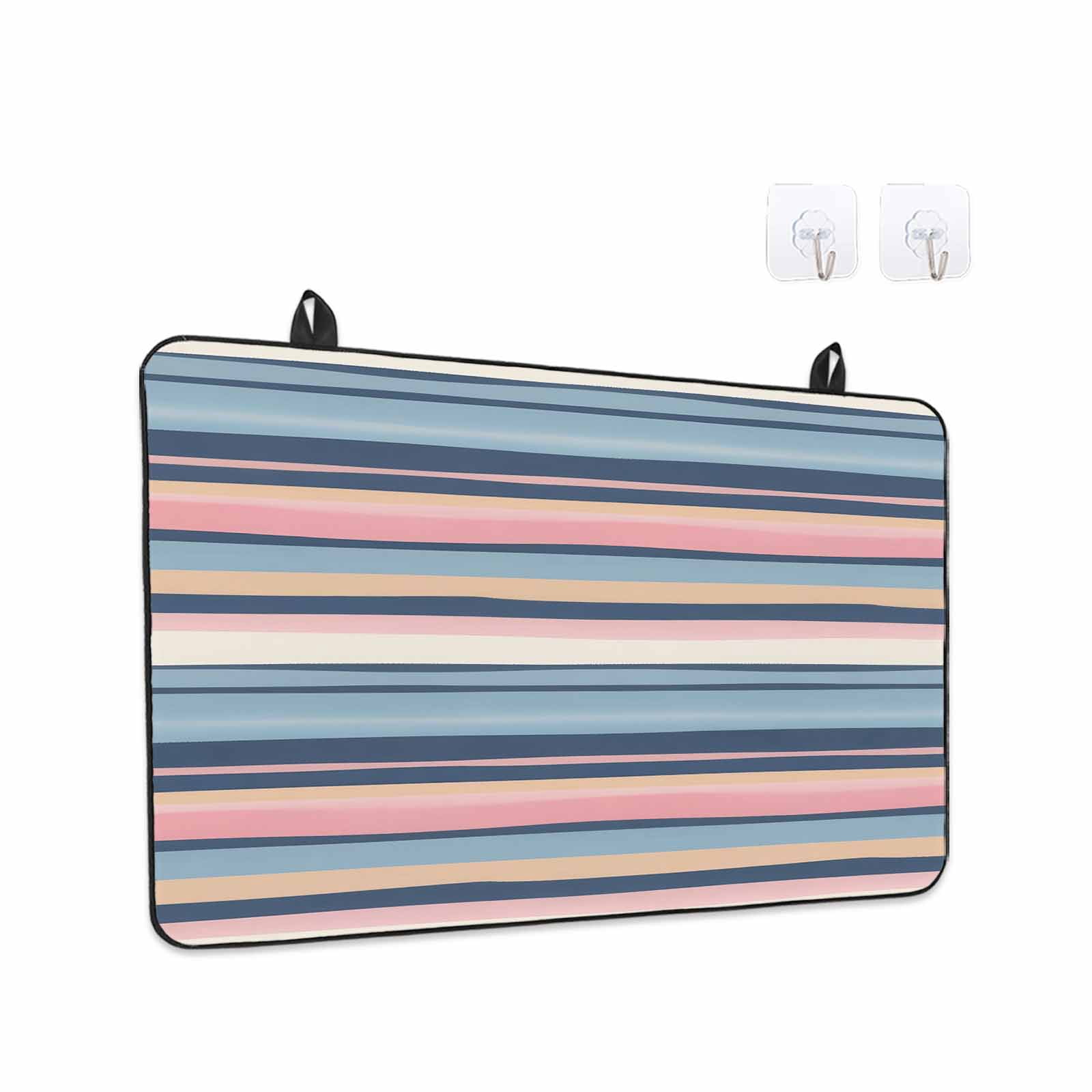 Blue Pink Striped Stove Top Cover for Electric Stove, Heat-proof & Non Slip Glass Top Stove Cover Protector, Farmhouse Vintage Stripe Kitchen Flat Cooktop Rubber Mat 24x21 Inches