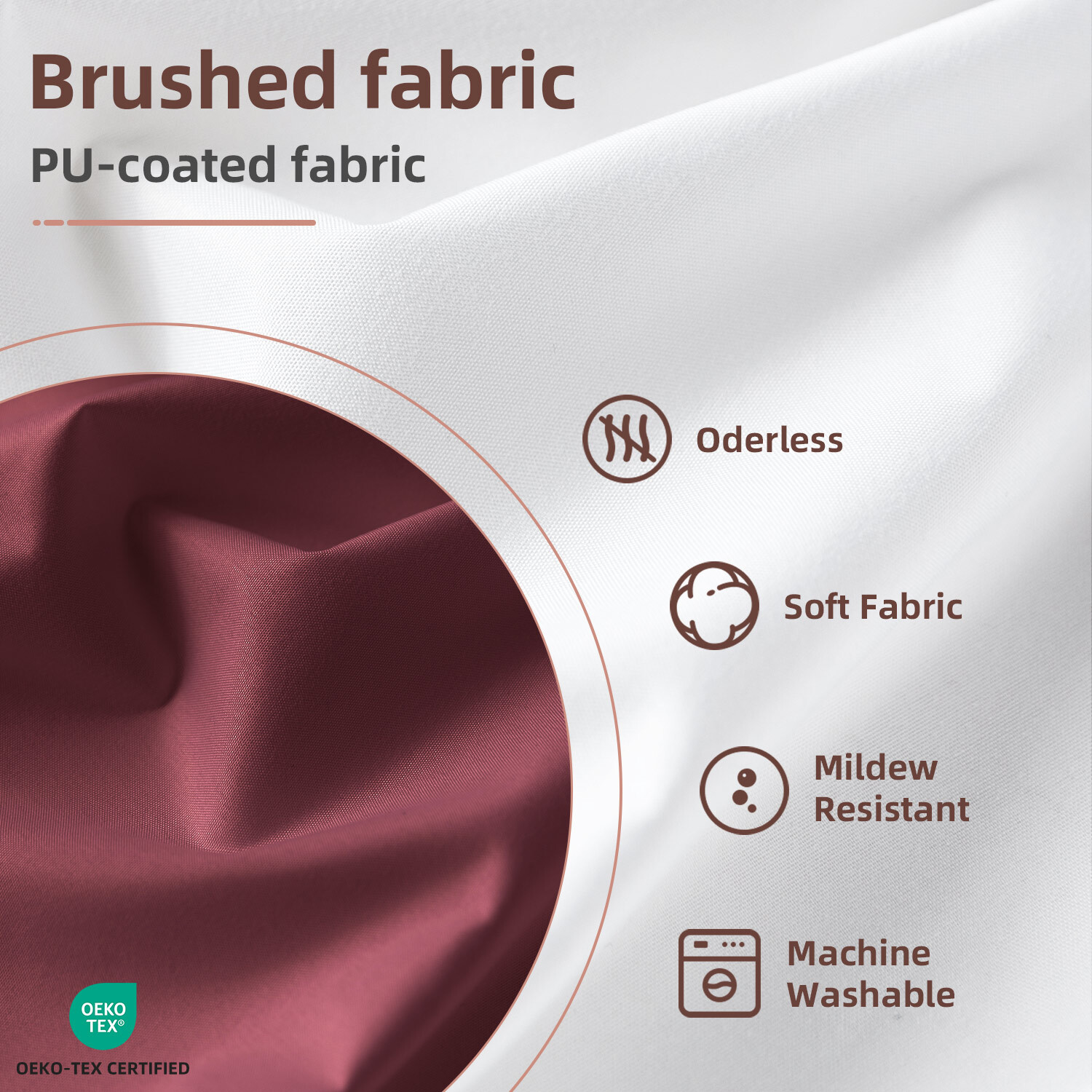 Yiannan Waterproof Fabric Shower Curtain Liner with 3 Magnets,Machine Washable，Mold Resitant,72x72inch,Burgundy