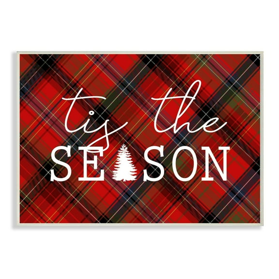 Stupell  Tis The Season Plaid Wall Plaque Art 10 x 15