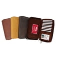 thumbnail image 4 of RFID Signal Blocking Genuine Leather Checkbook Secretary Accordion Wallet 2 Zipper Clutch Credit Card Organizer, 4 of 11