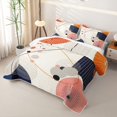 thumbnail image 3 of Homewish Boho Geometric Lines Bed Spread Queen,Minimalist Abstract Art Queen Coverlet Set,Cream,3-Piece, 3 of 7