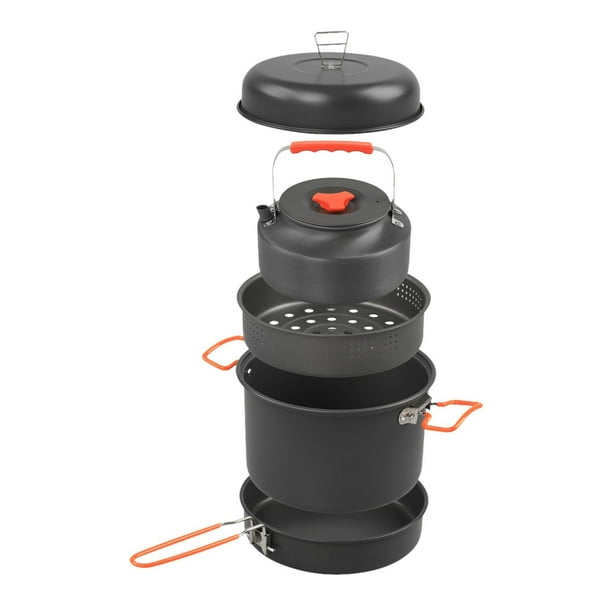 Juego de utensilios de cocina para acampar, sartén, tetera, juego de cocina, equipo de cocina, olla, olla y sartén, juego de utensilios de cocina para